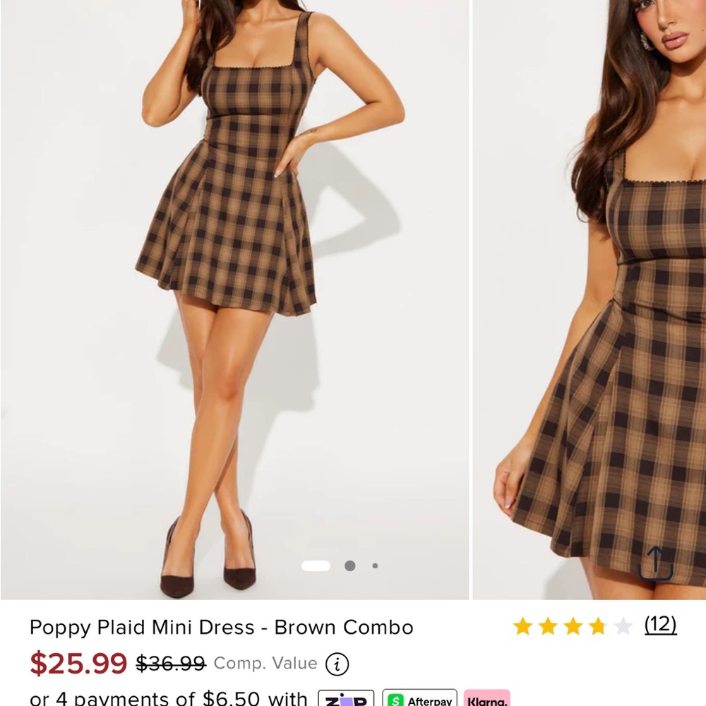 Fashion Nova Brown and Black Fit and Flare Mini Dress